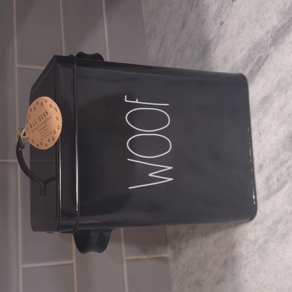 NEW Rae Dunn  WOOF Black Tin Canister with lid